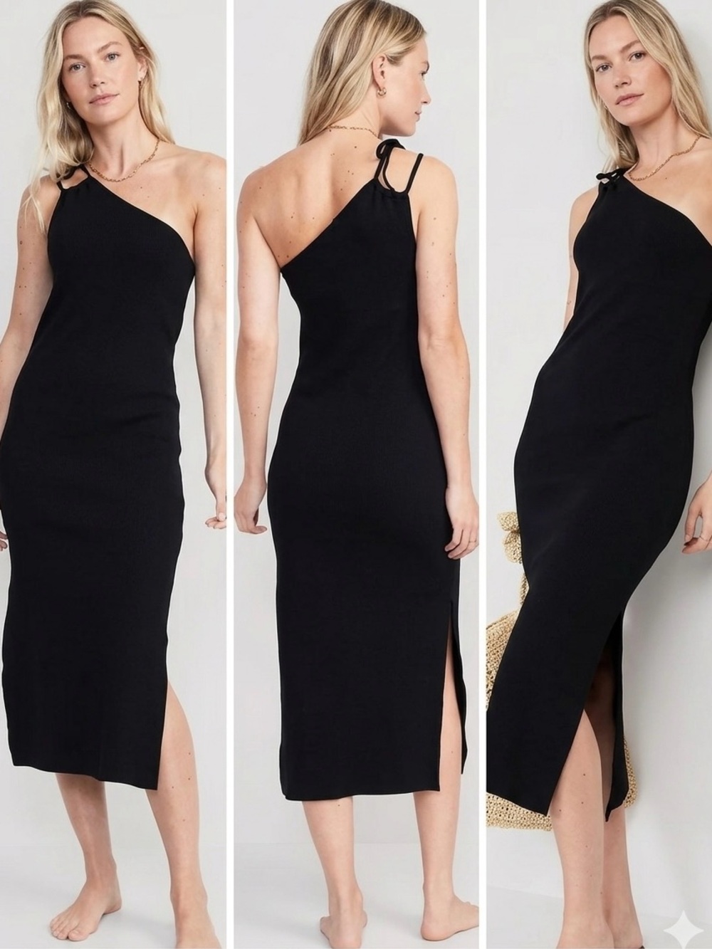 Old Navy Black One-Shoulder Midi Dress